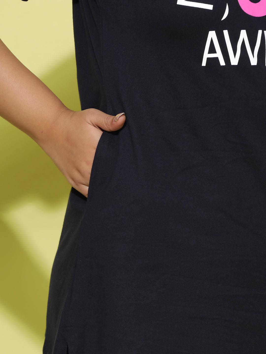 Premium Dark Blue Printed Long T-Shirt for Women