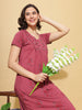 Ruby Cotton Blend Floral Embroidered Nighty for Women