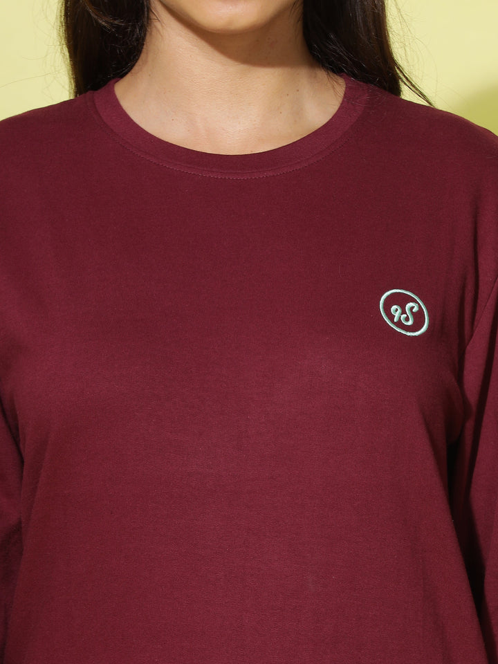 Chic Maroon Cotton Winter Tracksuits For Women