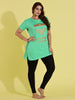 Pista Green Long T-Shirt for Women with Comfortable Fit Design