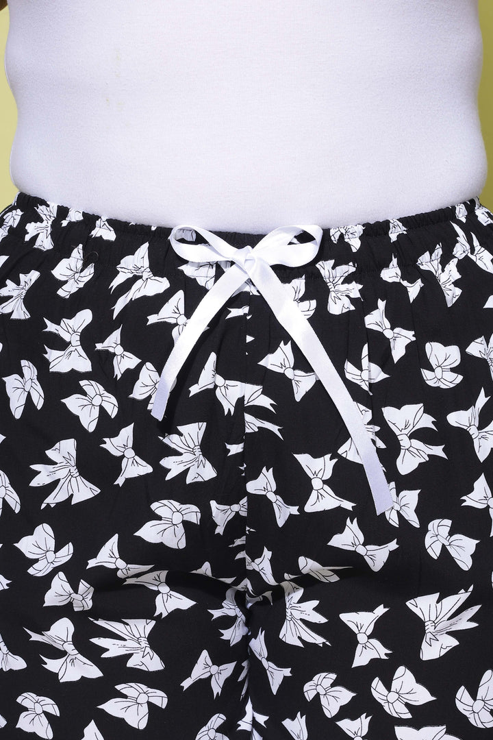 Chic Style Ribbon Black Palazzo Pants for Women