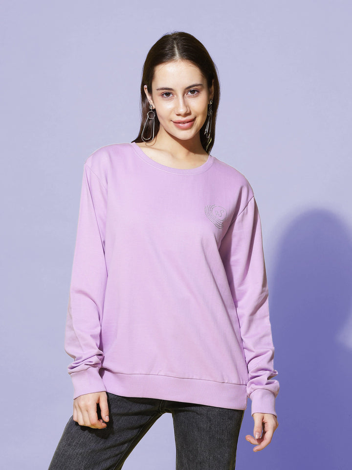 Sweatshirt  Buy Lavender Hosiery Cotton Sweatshirt for Women Online- 9shines label