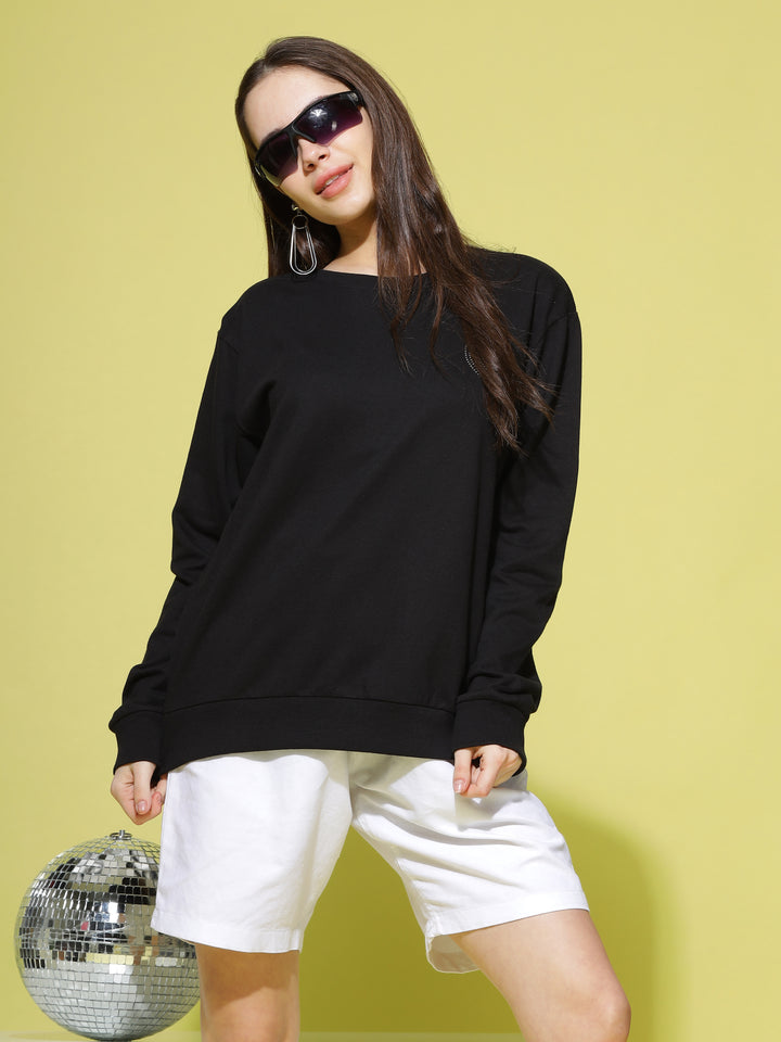 Sweatshirt  Buy Women's Black Hosiery Cotton Full Sleeve Sweatshirt - 9shines label