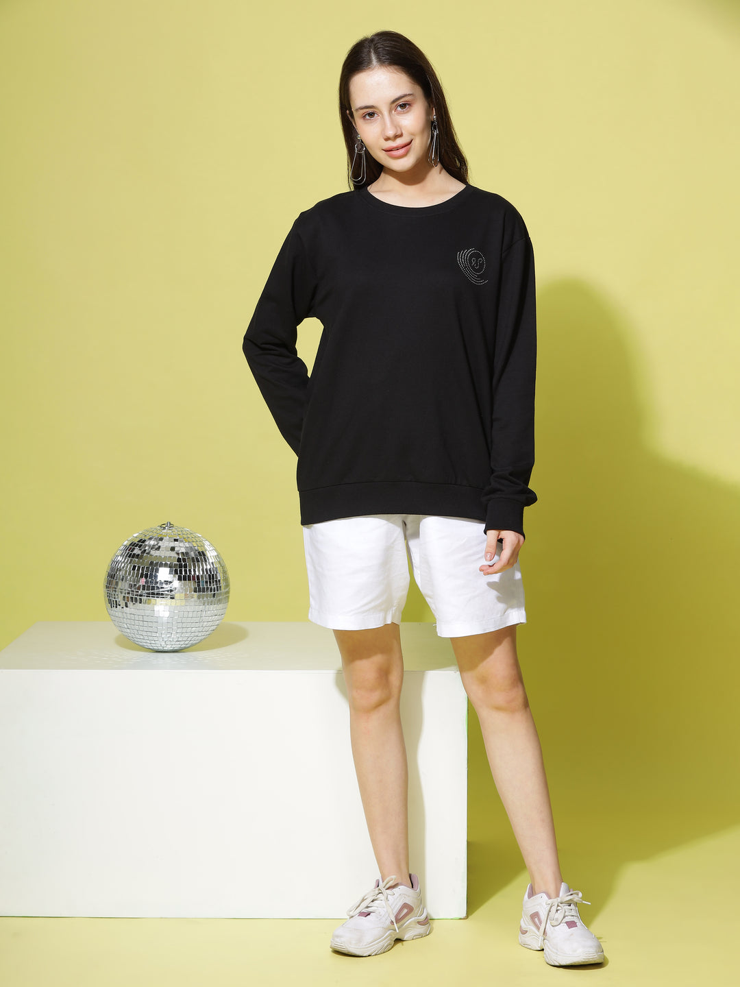 Sweatshirt  Buy Women's Black Hosiery Cotton Full Sleeve Sweatshirt - 9shines label