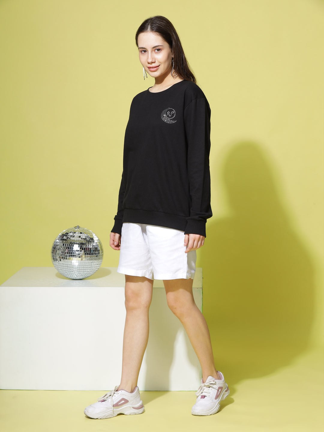 Sweatshirt  Buy Women's Black Hosiery Cotton Full Sleeve Sweatshirt - 9shines label