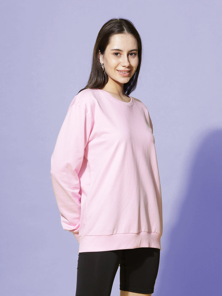 Sweatshirt  Shop Hosiery Cotton Baby Pink Sweatshirt for Women Online- 9shines label
