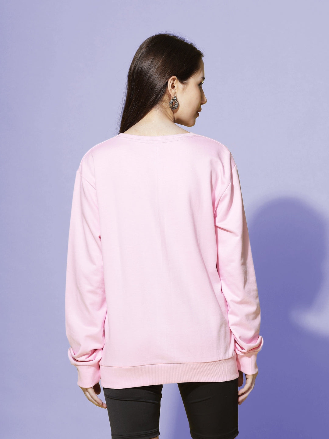 Sweatshirt  Shop Hosiery Cotton Baby Pink Sweatshirt for Women Online- 9shines label