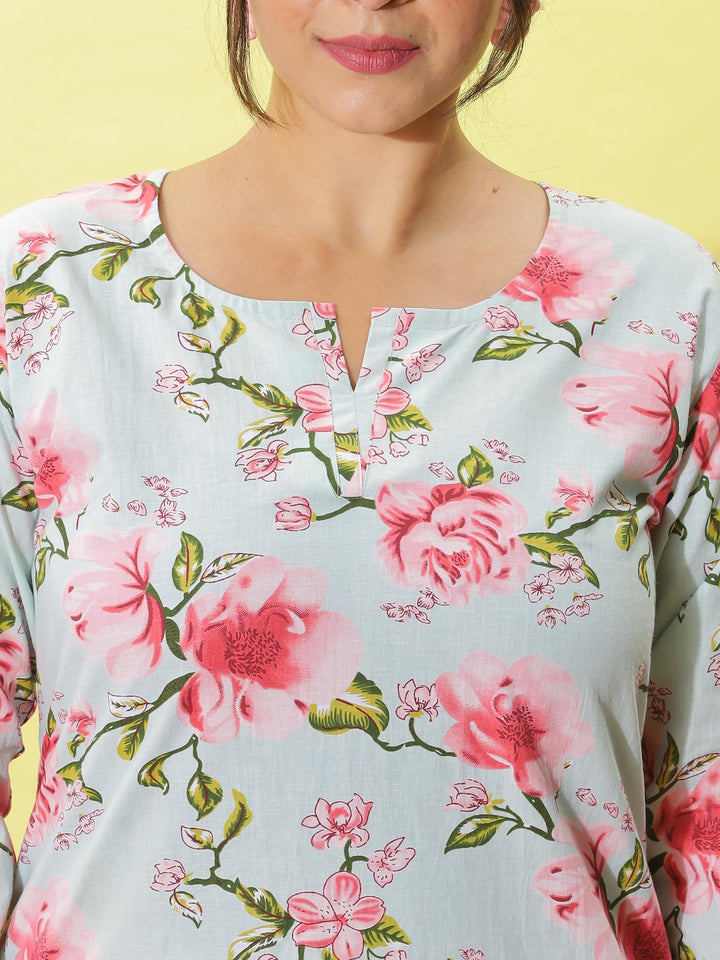 Light Mint Cotton Pajama Set for Women