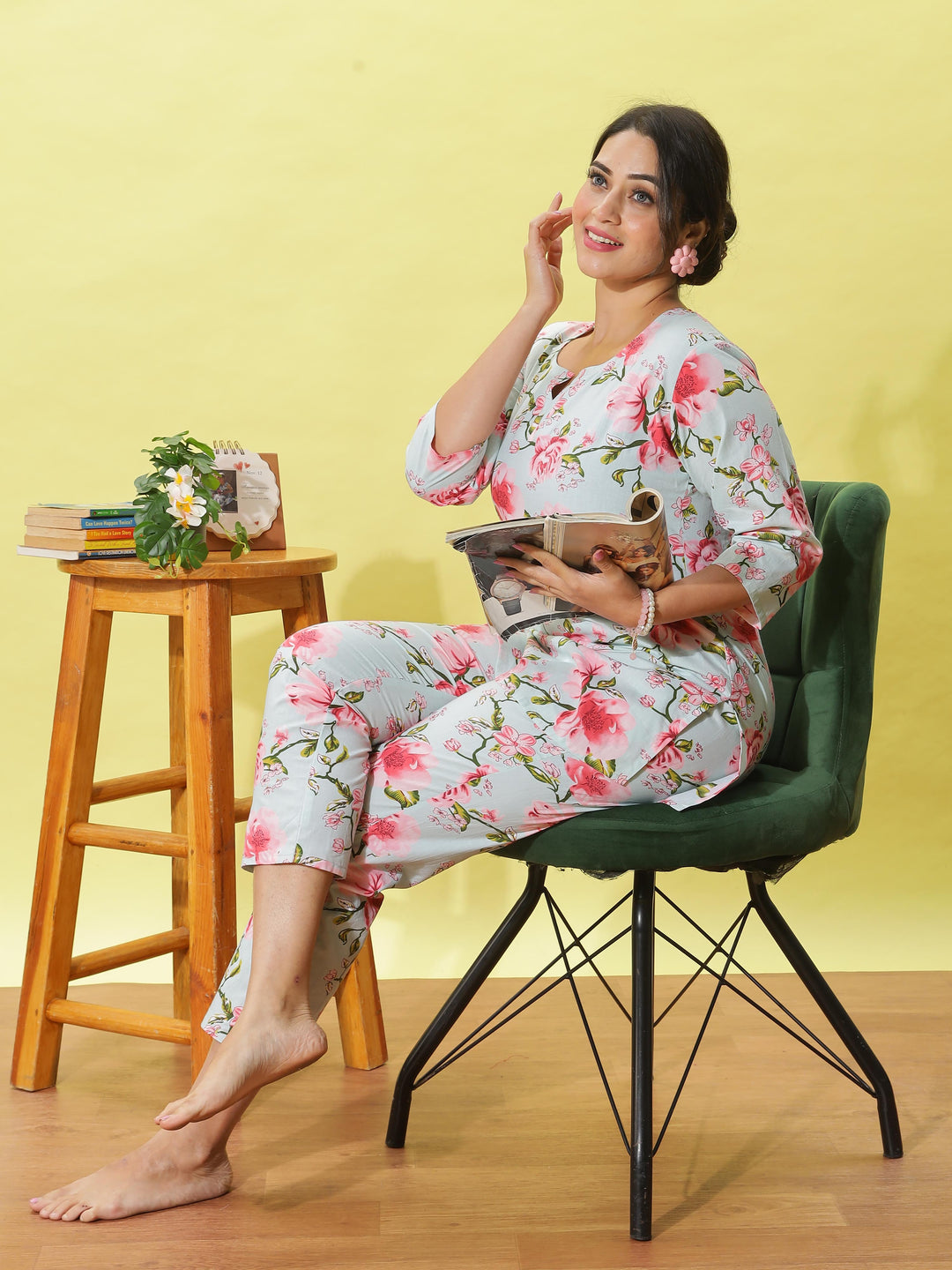 Light Mint Cotton Pajama Set for Women