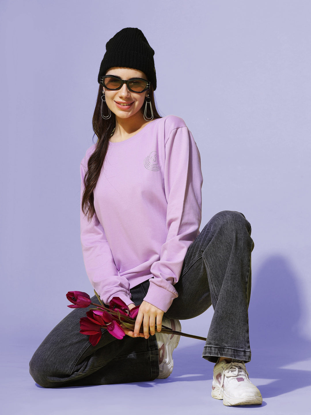 Sweatshirt  Buy Lavender Hosiery Cotton Sweatshirt for Women Online- 9shines label