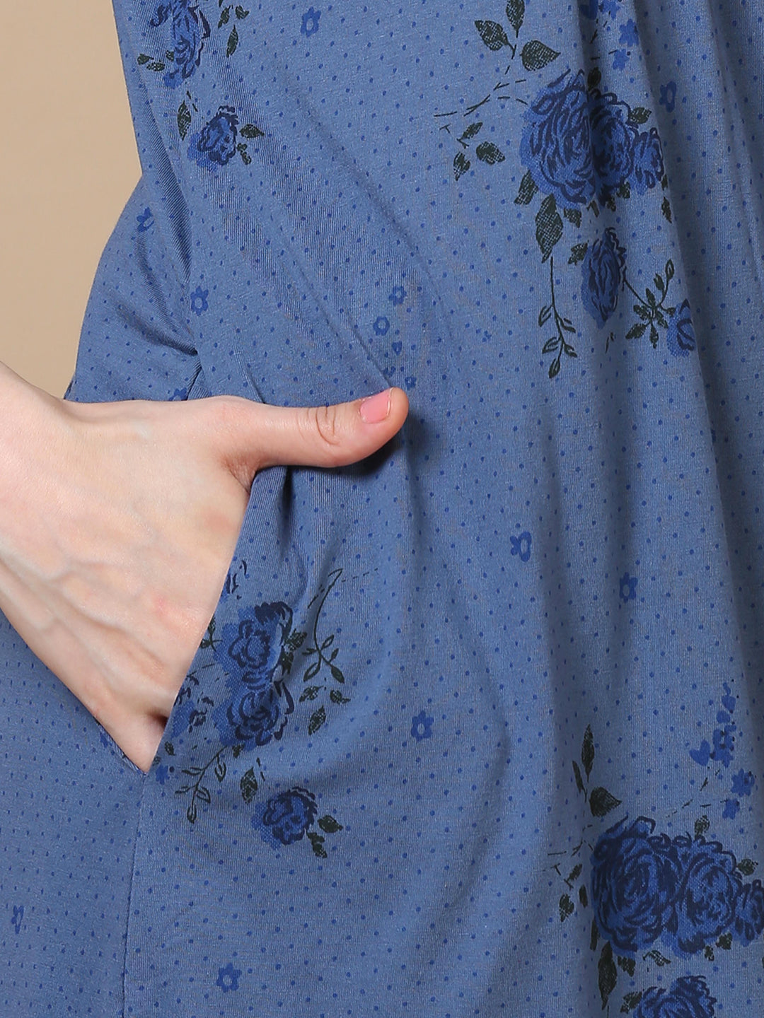 Trendy Powder Blue Alpine Cotton Designer Nighty