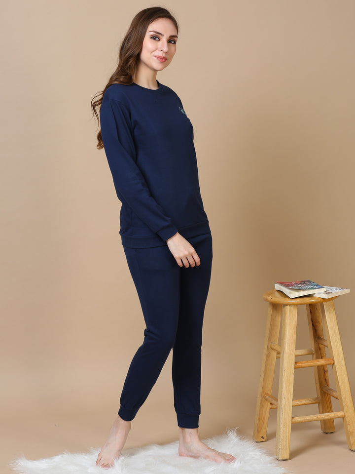 Hosiery Cotton Navy Blue Winter Track Suits for Women