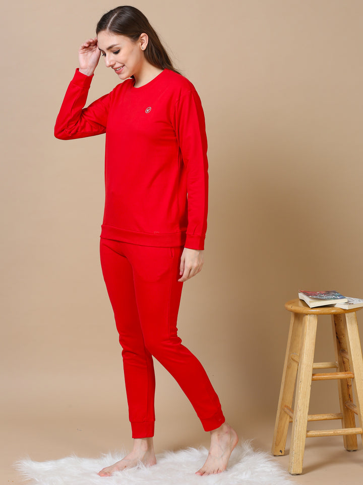 Cotton Red Winter Coord Sets for Women
