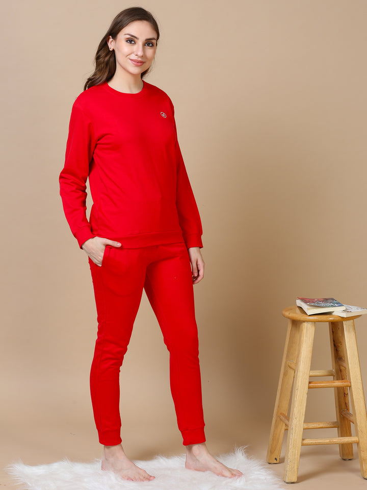 Cotton Red Winter Coord Sets for Women
