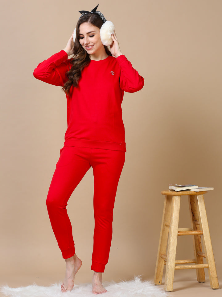 Cotton Red Winter Coord Sets for Women