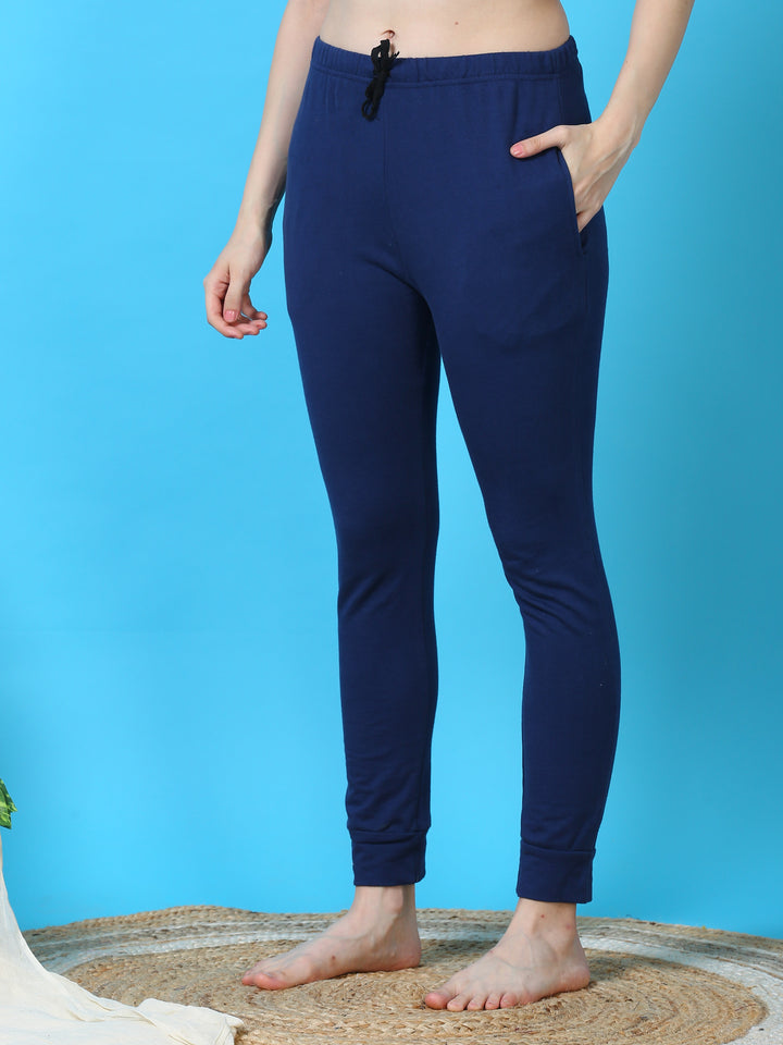 Blue Hosiery Cotton Winter Track Suits For Women
