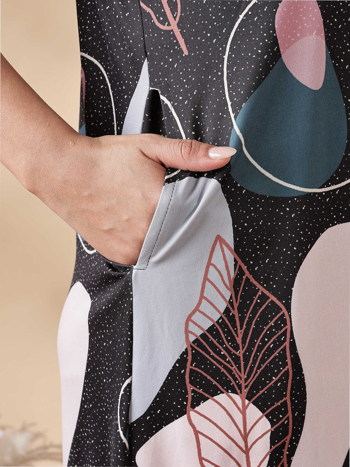 Galaxy Leaf Gloss Branded Short Nighty for Women