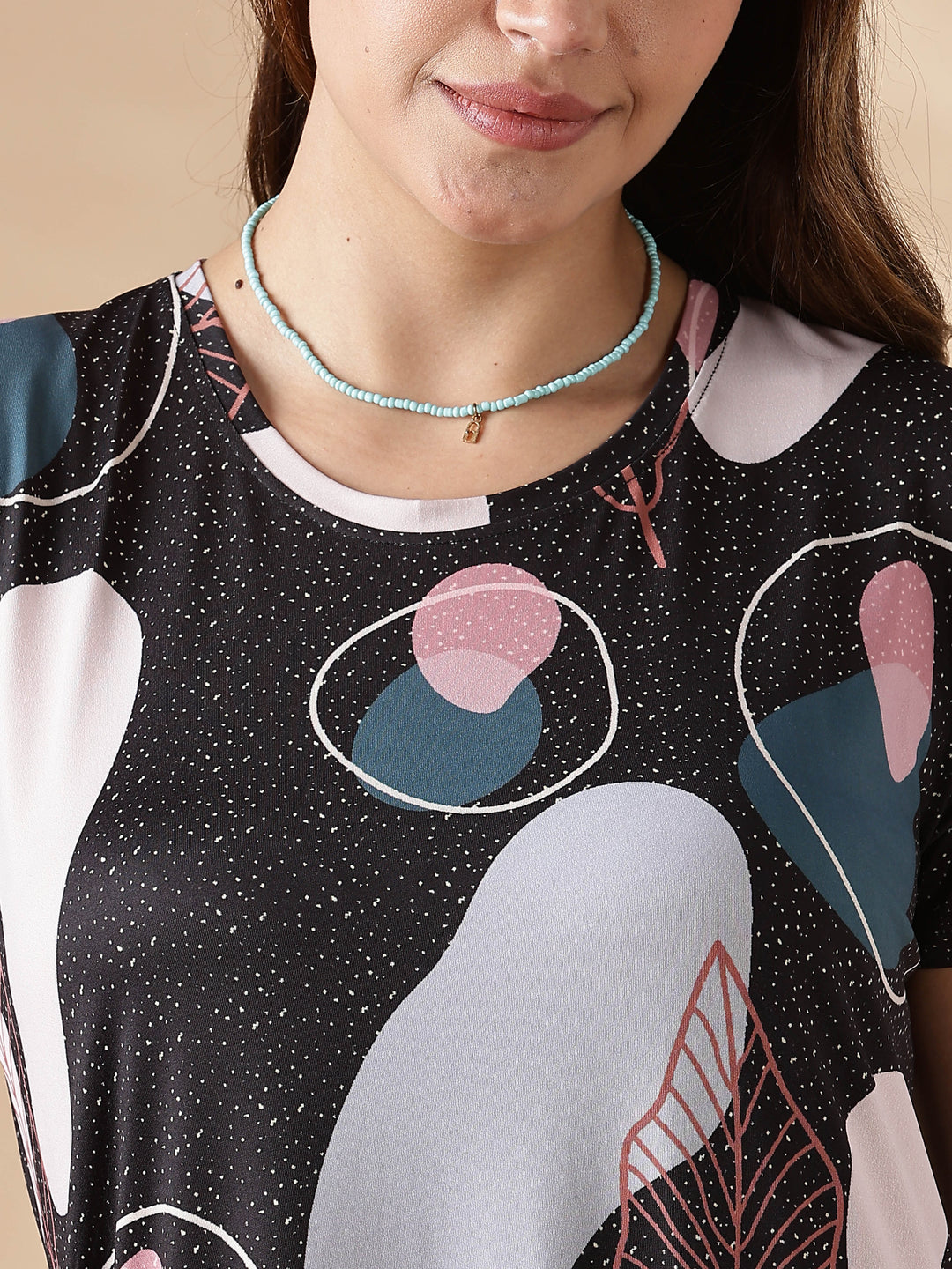 Galaxy Leaf Gloss Branded Short Nighty for Women