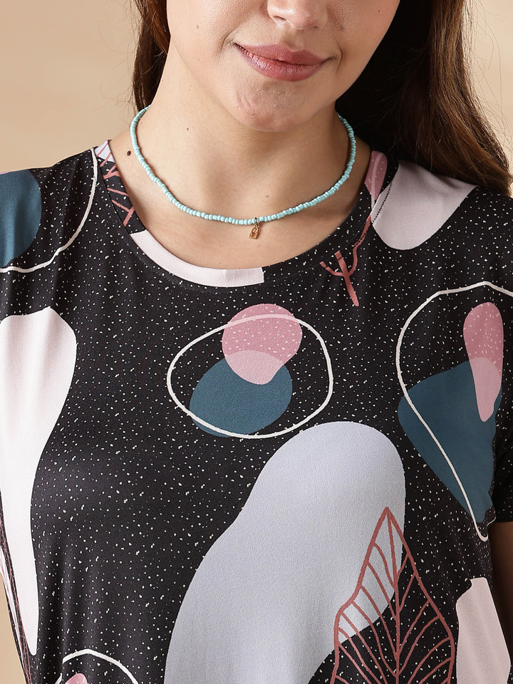 Galaxy Leaf Gloss Branded Short Nighty for Women