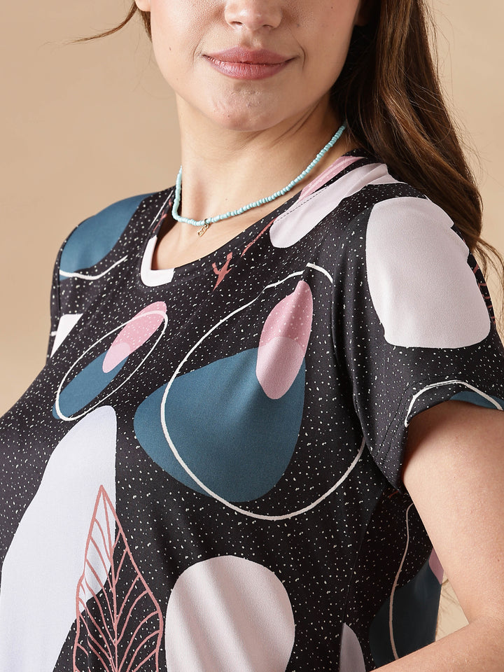 Galaxy Leaf Gloss Branded Short Nighty for Women