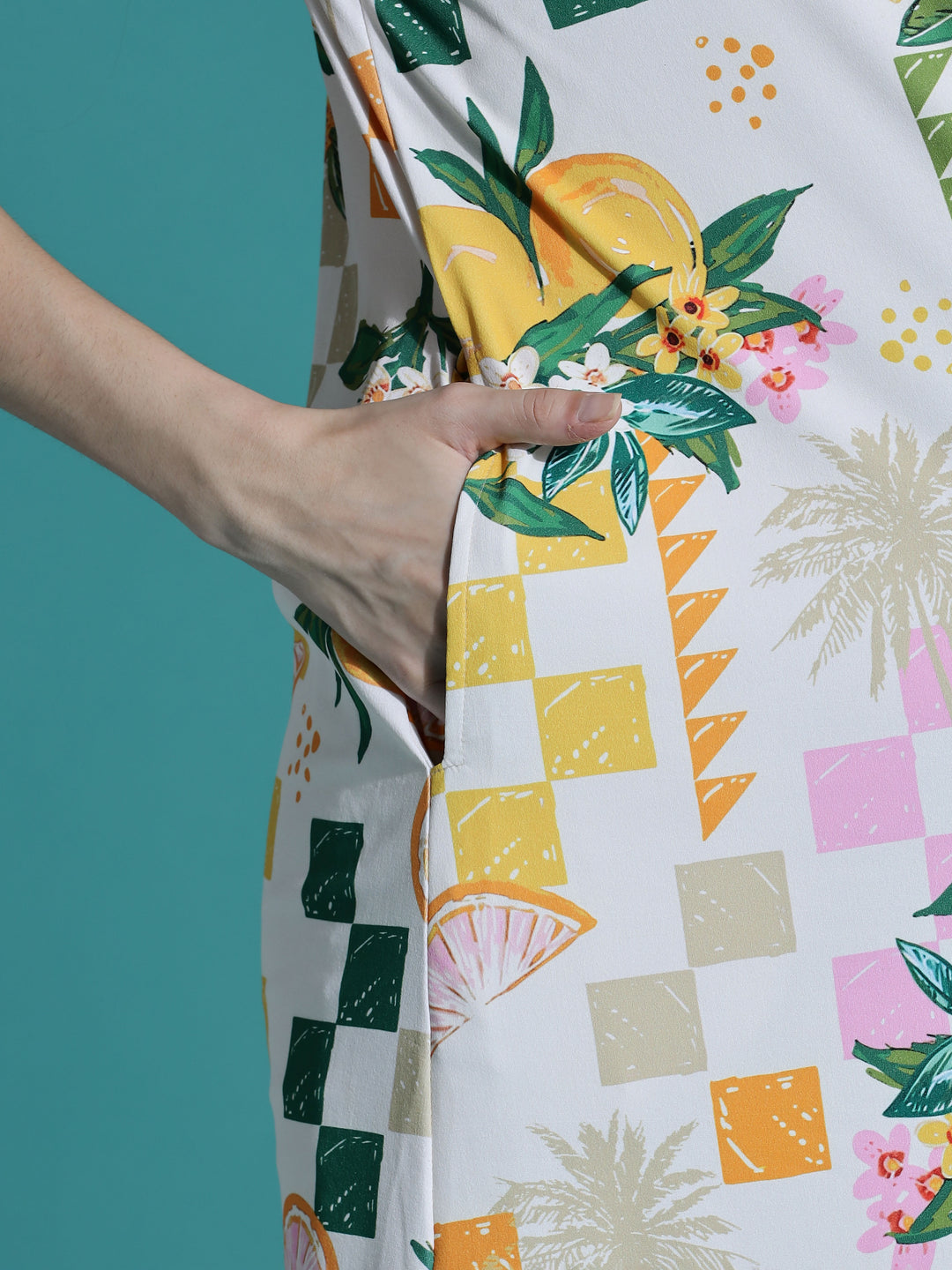 Gloss Malai Ivory Citrus Nighty for Women in Aesthetic Tropical Print