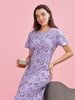 Elegant Lavender Cotton Plus Size Short Nighty for Cozy Nights