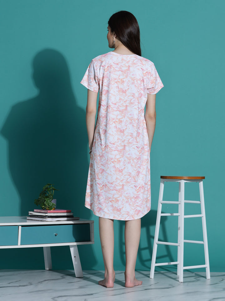 Peach Cream Branded Short Nighty Cotton for Women