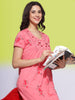Rani Pink Floral Embroidered Cotton Blend Nighty for Women