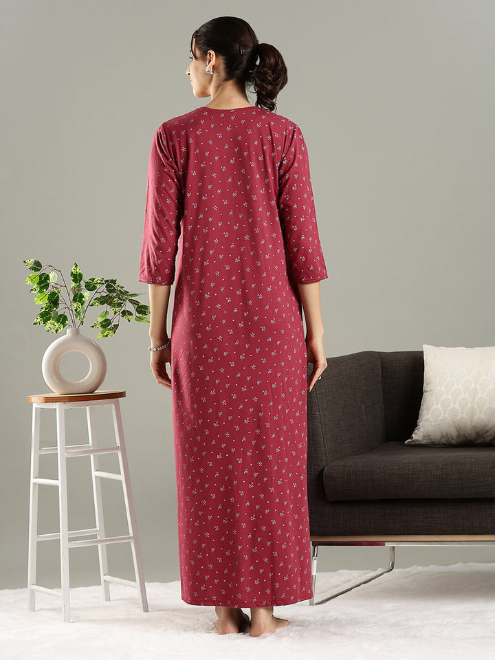 Rose Mist Cotton Blend Designer Nighty for Women
