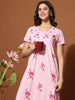Rose Embroidered Cotton Blend Nightdress for Women