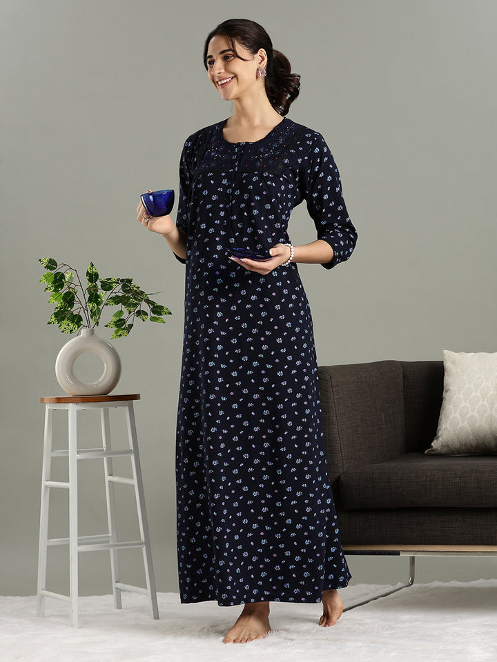 Violet Indigo Branded Cotton Blend Nighty for Women