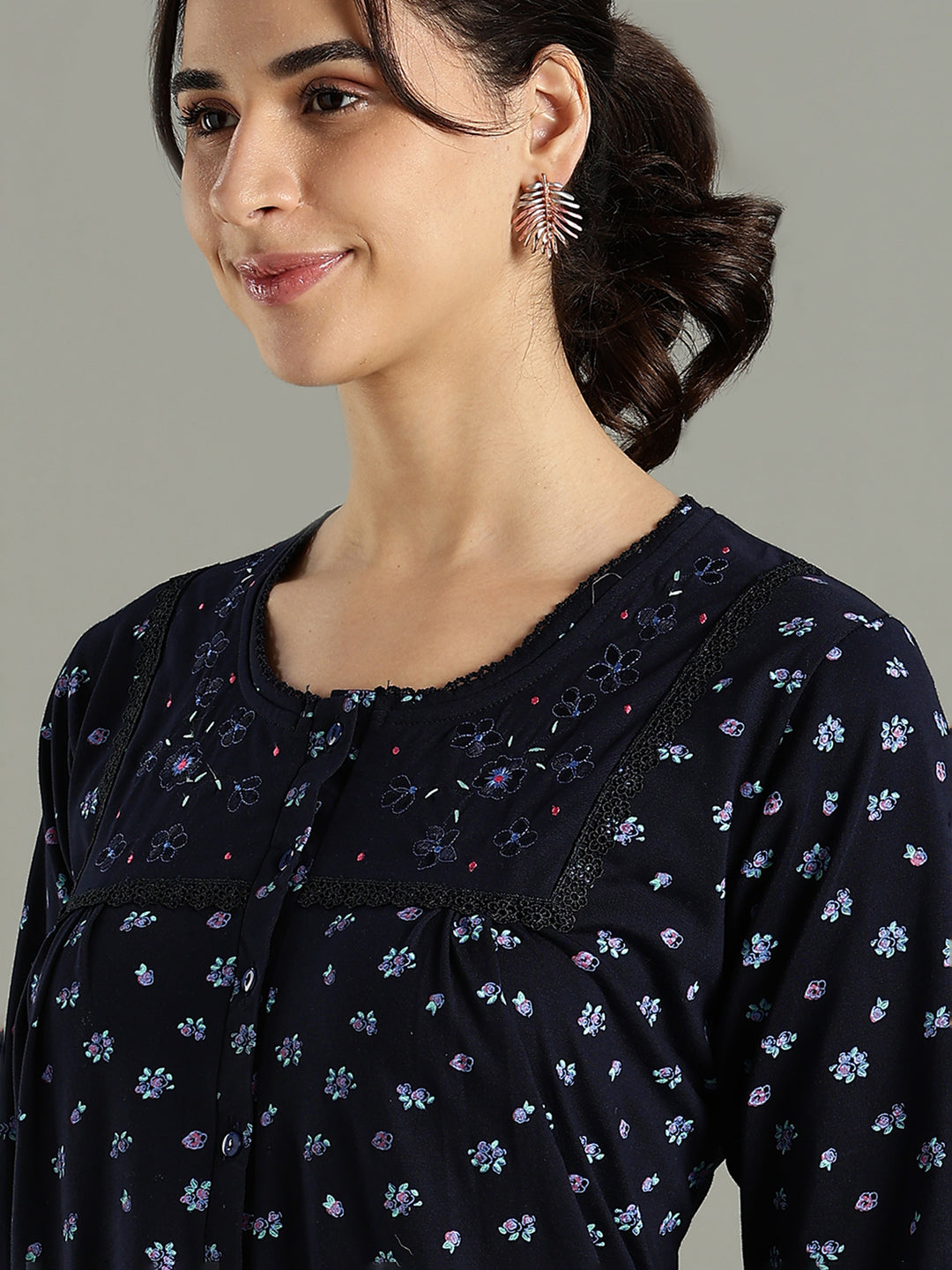 Violet Indigo Branded Cotton Blend Nighty for Women