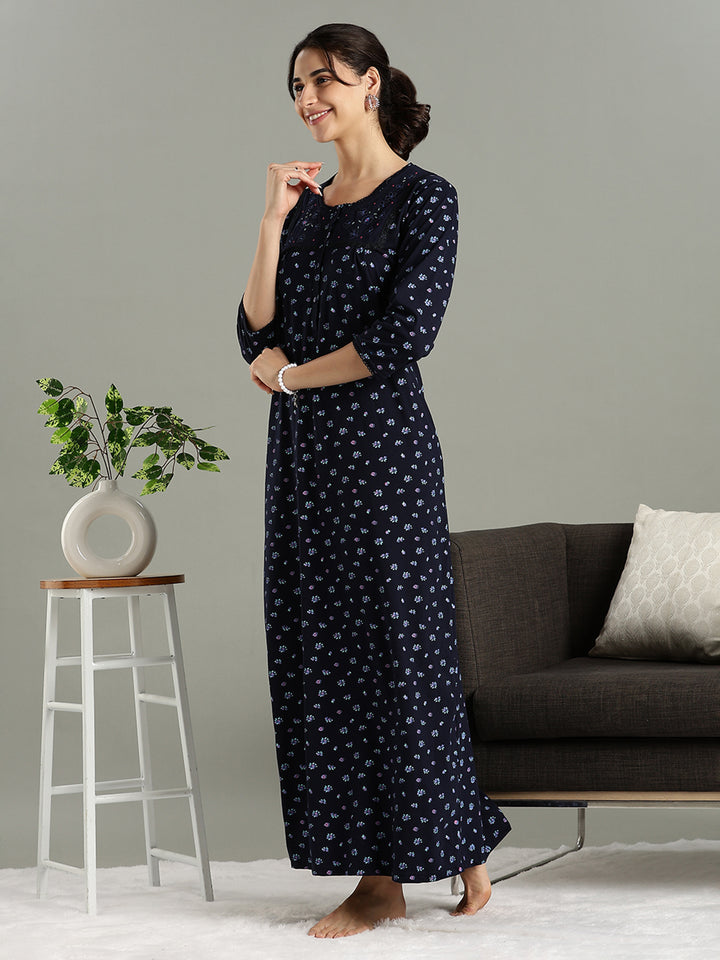 Violet Indigo Branded Cotton Blend Nighty for Women