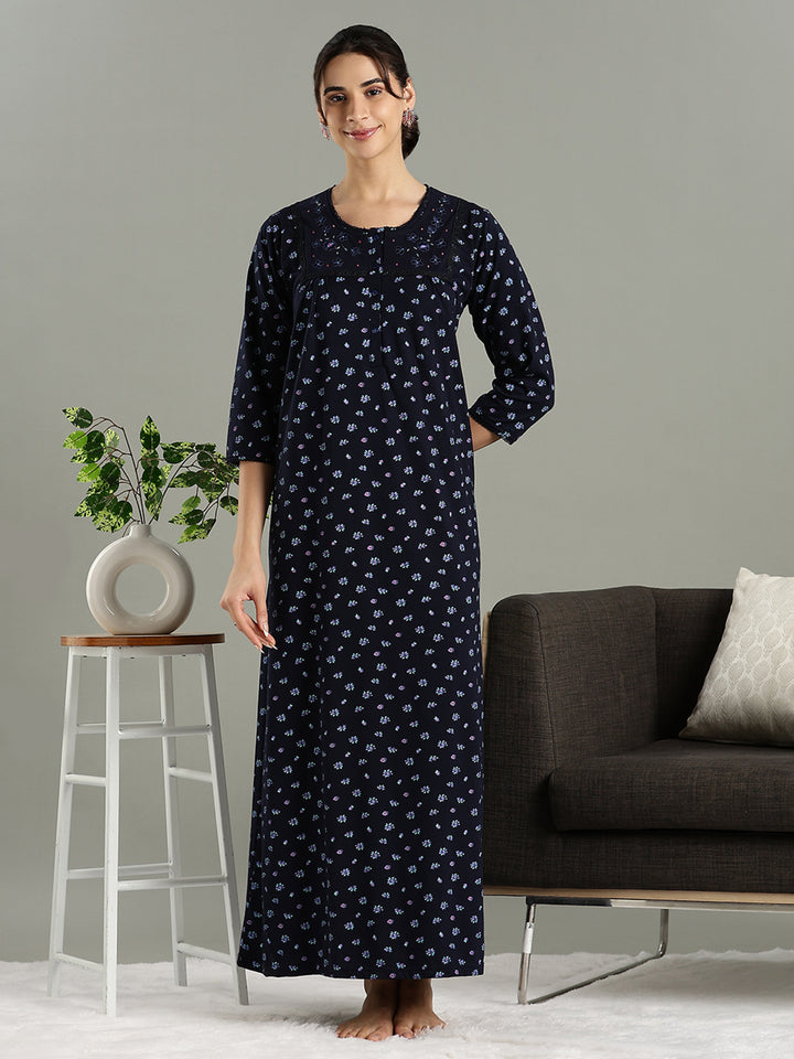 Violet Indigo Branded Cotton Blend Nighty for Women