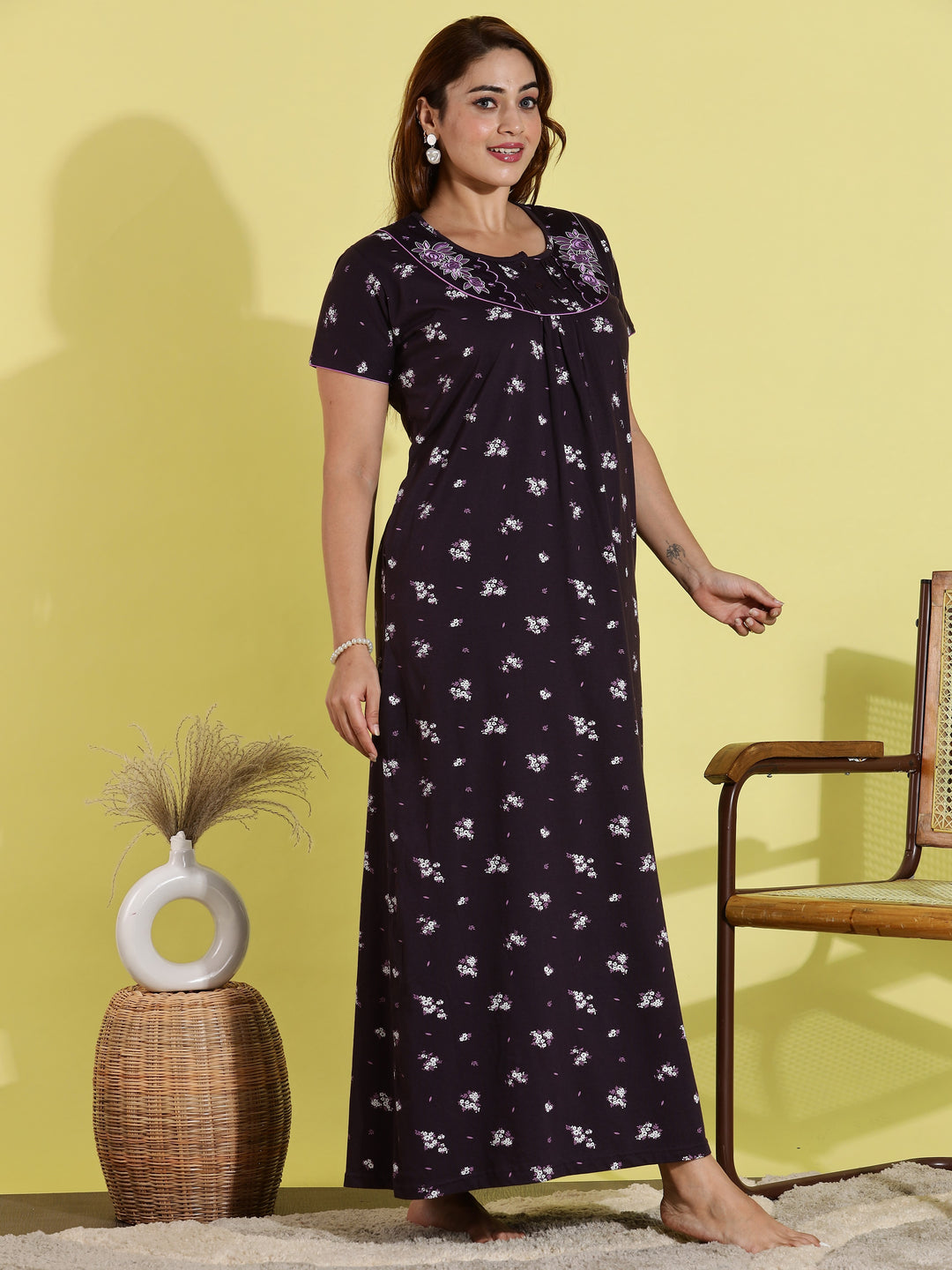 Wine Designer Nighty for Women