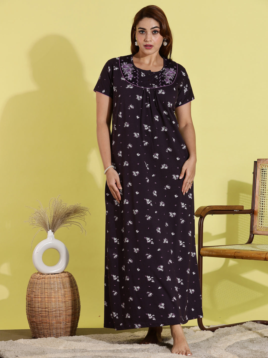 Wine Designer Nighty for Women