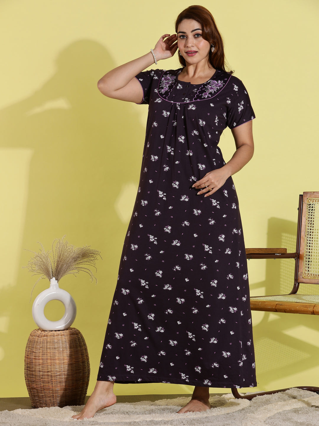 Wine Designer Nighty for Women