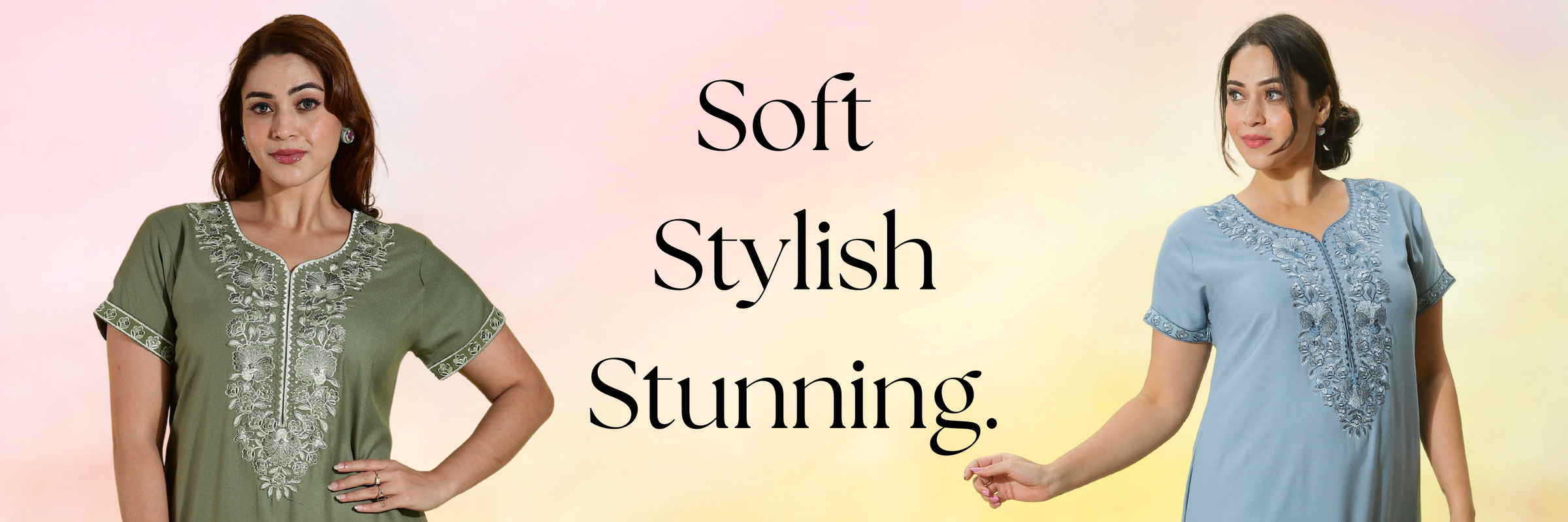 Soft and Stylish Nighty for Women – Embroidered Designer Maxi Dress