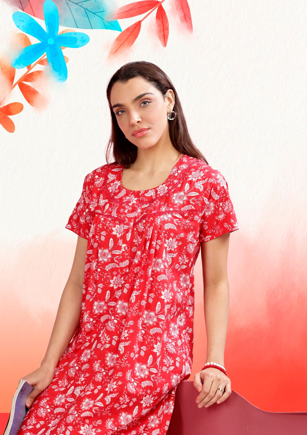 Pure Cotton Nighty For Women In Modern Designs.