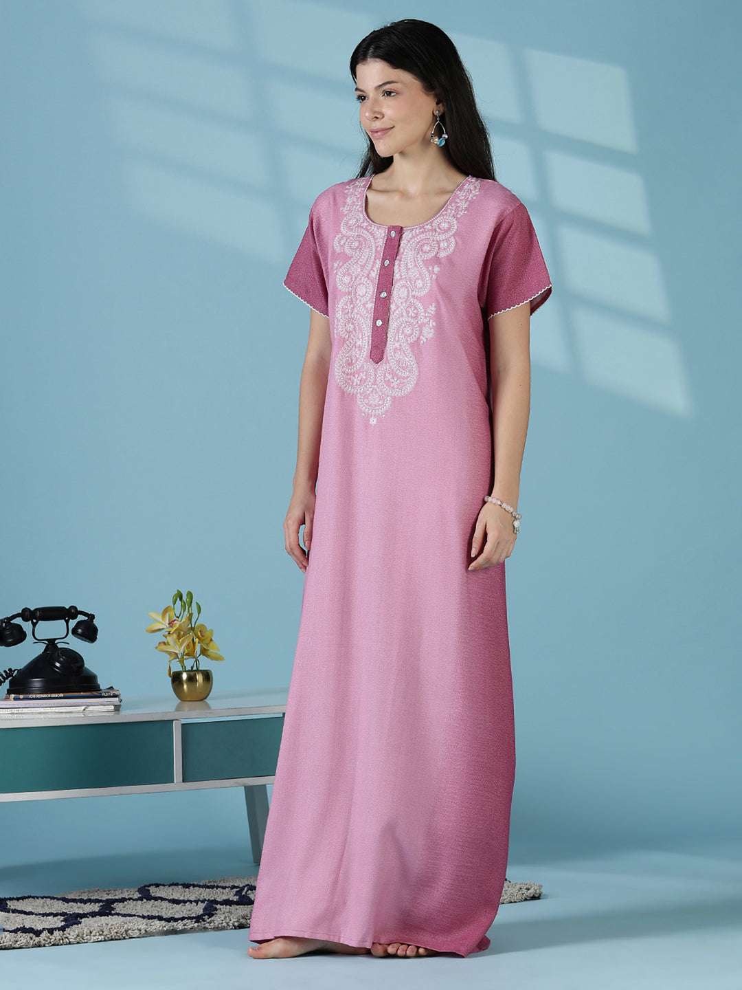 Whisper Rose Alpine Designer Nighty for Women Soft Comfort