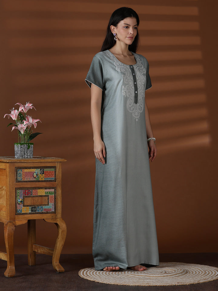 Whisper Sage Alpine Designer Nighty for Women Relaxed Fit