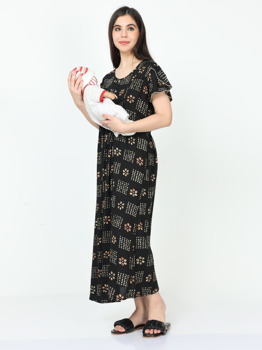  Maternity Dress  Black Nighty - Buy Maternity Nighty Online India- 9shines label 