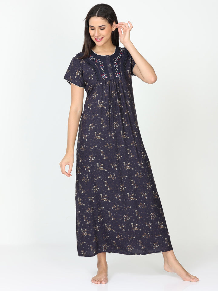 Navy Blue Alpine Designer Nighty for Women