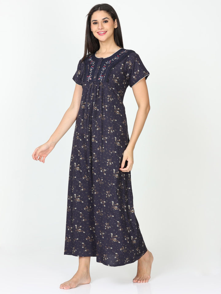 Navy Blue Alpine Designer Nighty for Women