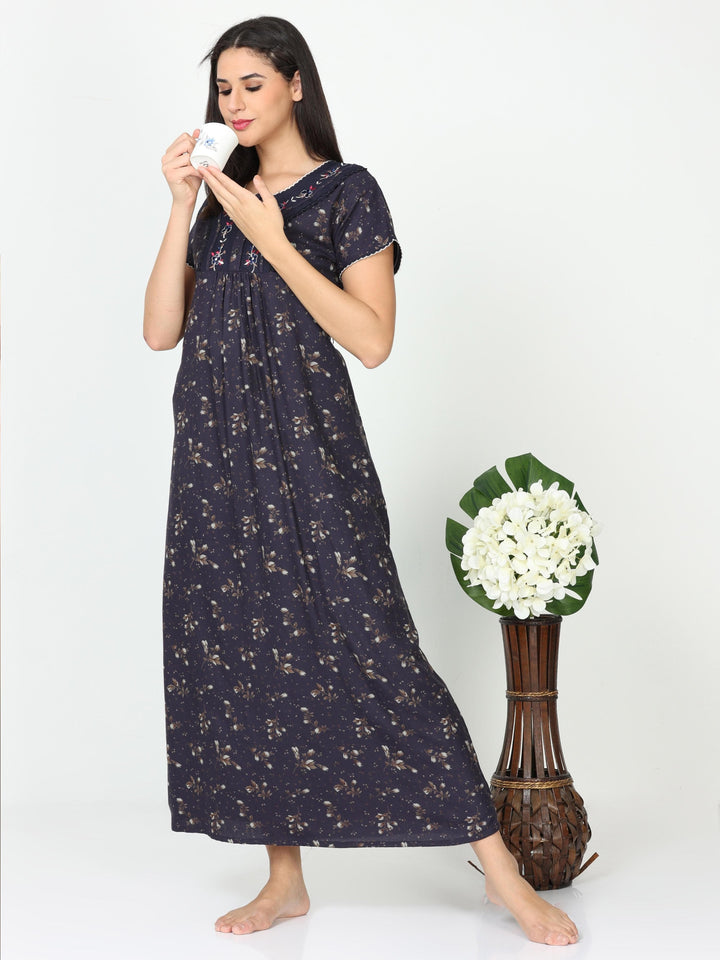 Navy Blue Alpine Designer Nighty for Women