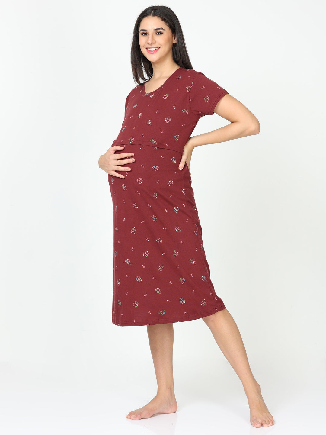  Maternity Short Nighty  Hosiery Cotton Maternity Nighty | Maternity Nighty- 9shines label 