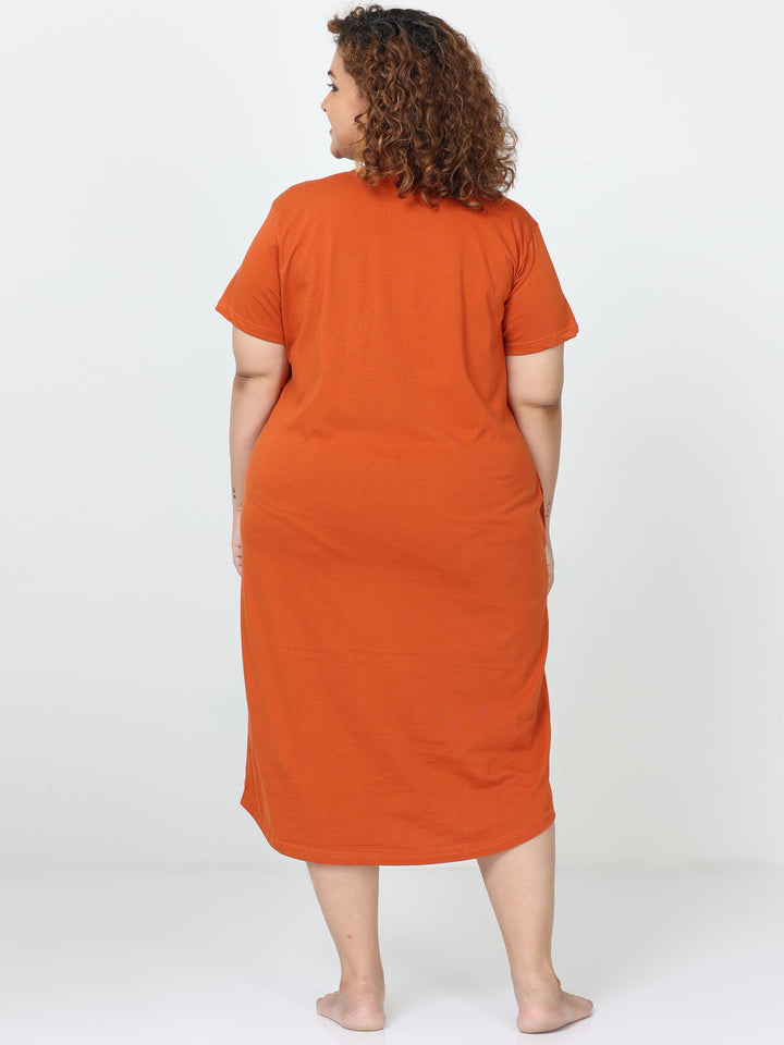  Plus Size Short Nighty  Orange Nighty | Buy Plus Size Cotton Nighty - 9shineslabel- 9shines label 