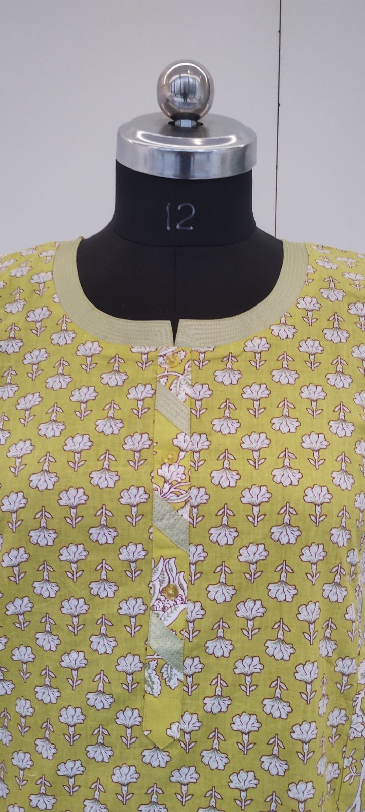 Mustard Yellow Floral Print Pure Cotton Nighty For Women