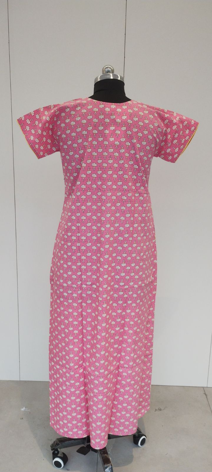 Coral Pink Pure Cotton Night Dress For Women