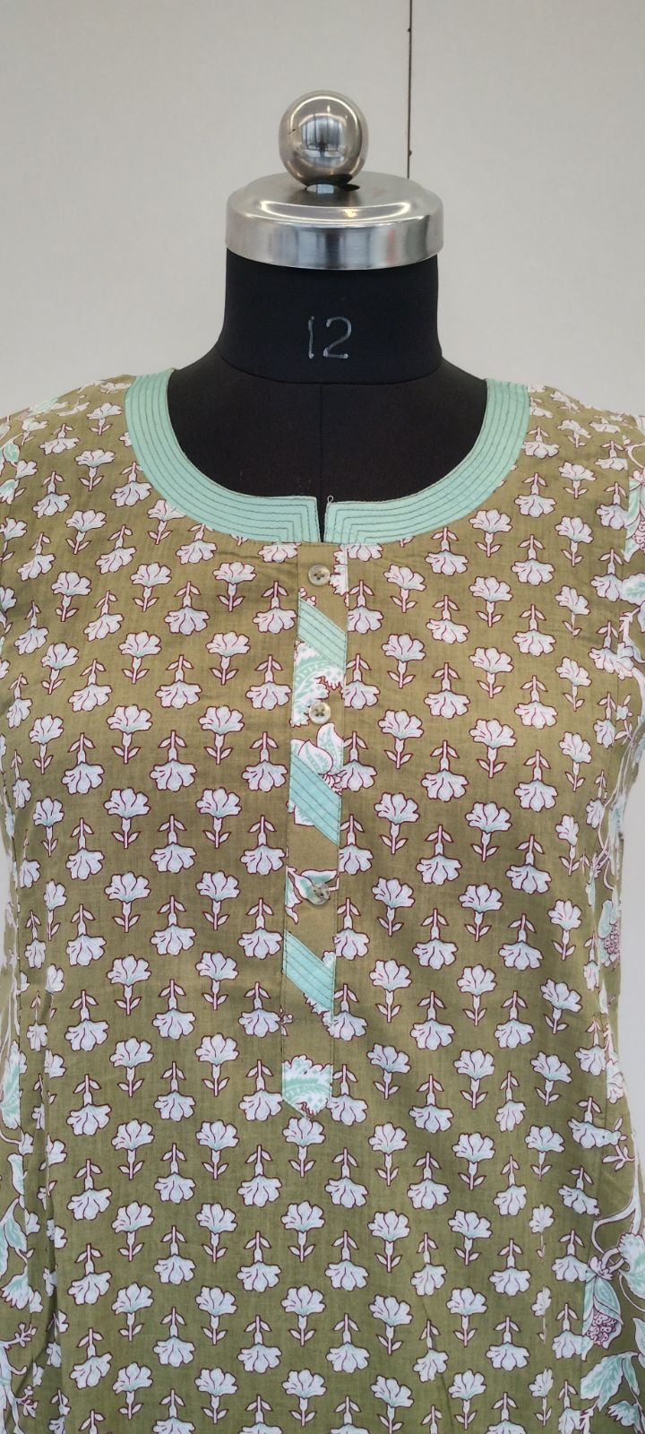 Olive Green Cozy Cotton Night Dress with Pocket